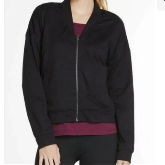 Fabletics Cropped Zip Up Attis Bomber Jacket Women's Size XS black - Picture 1 of 16